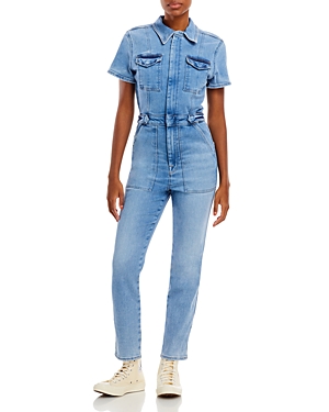 Good American Fit For Success Denim Straight Leg Jumpsuit In B274