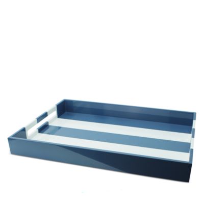 Addison Ross - 22" x 16" Denim Stripe Lacquer Tray