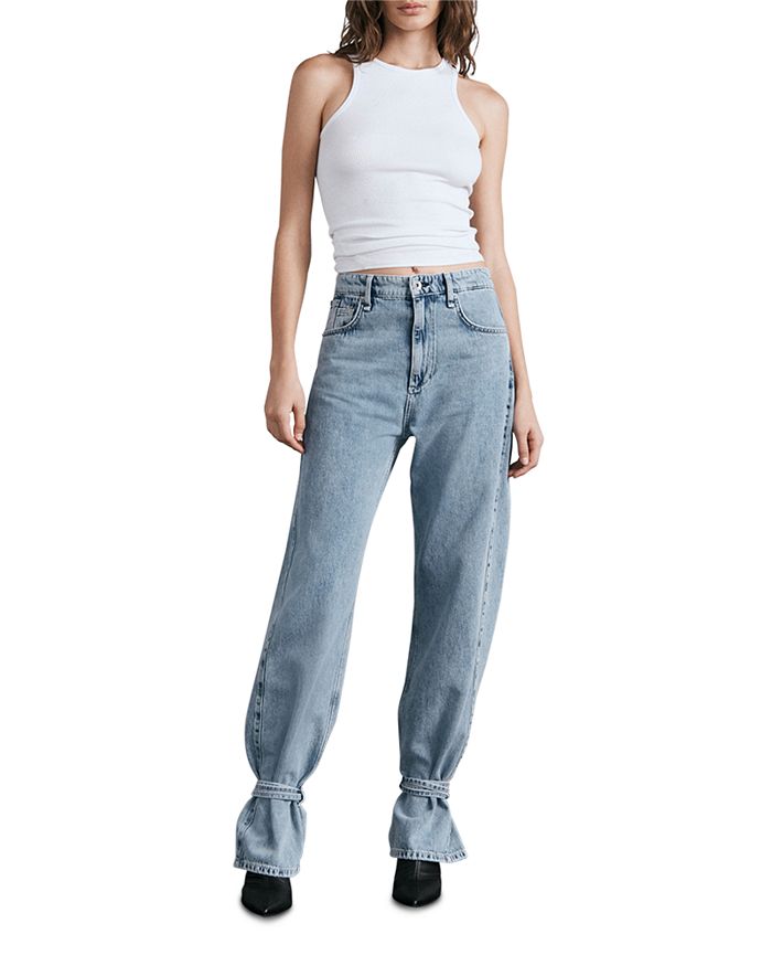 rag & bone - Cotton Spliced High Rise Barrel Jeans in Alisha