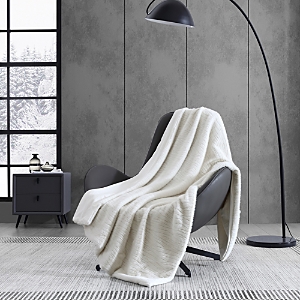 Vera Wang Sculpted Lines Faux Fur Throw Blanket In Ivory