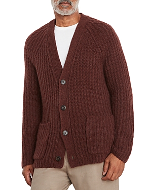 VINCE BRUSHED ALPACA RIBBED CARDIGAN