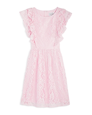 Us Angels Girls' Double Ruffle Lace Dress - Little Kid In Pink