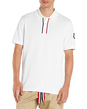 Shop Moncler Striped Trim Short Sleeve Polo In White