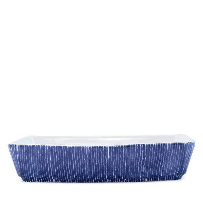 Vietri Santorini Stripe Rectangular Baker In Blue