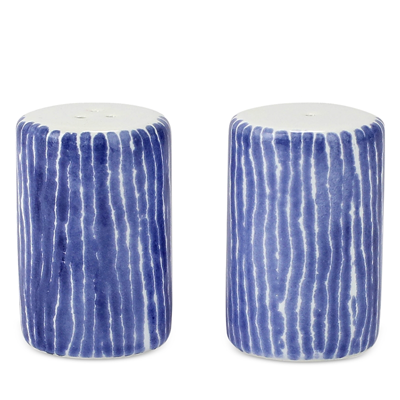 Vietri Santorini Striped Salt & Pepper Shakers In Blue