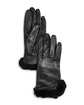 UGG® - Shearling Trim Leather Gloves