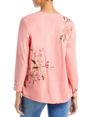 Johnny Was Cotton Mei Embroidered Floral Top | Bloomingdale's