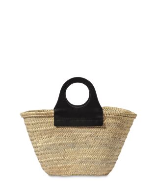 Cabas Mini Leather-Trimmed Straw Tote By Hereu