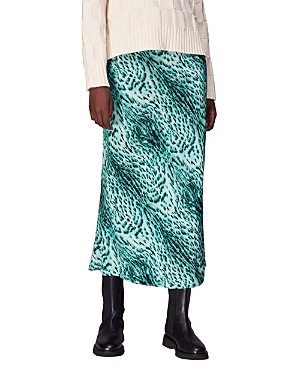 Shop Whistles Leopard Print Midi Skirt In Green/multi