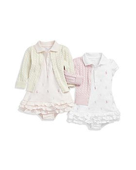 Ralph Lauren - Girls' Ruffled & Embroidered Polo Dress & Cable Knit Cardigan - Baby