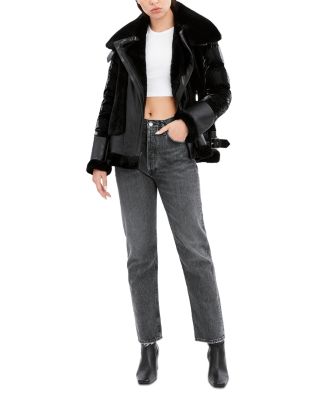 Mel Shearling Panel Down Puffer Coat