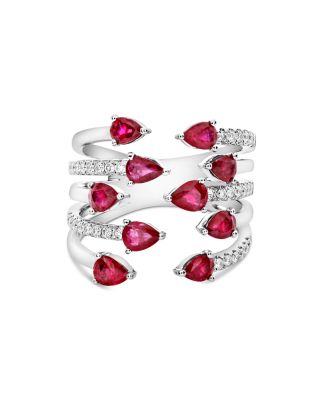 Bloomingdale's Fine Collection - Ruby & Diamond Cocktail Ring in 14K White Gold - Exclusive