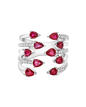 Bloomingdale's Ruby & Diamond Cocktail Ring in 14K White Gold - 100% Exclusive