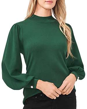 Cece Mock Neck Sweater In Alpine Green