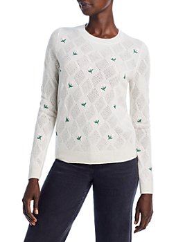 C by Bloomingdale's Cashmere - Long Sleeve Pointelle Cashmere Sweater - 100% Exclusive