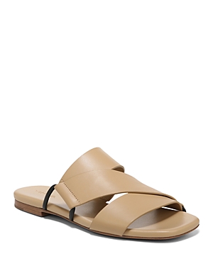 Vince Dylan Asymmetrical Leather Flat Sandals In Blonde