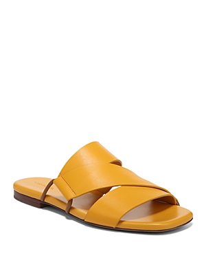 Vince Dylan Asymmetrical Leather Flat Sandals In Papaya
