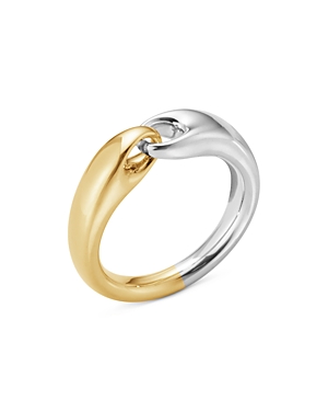 Georg Jensen Reflect Two-tone Small Link Ring In Yellow/silver