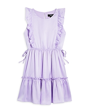 Aqua Girls' Satin Flutter Sleeve Dress, Little Kid, Big Kid - 100% Exclusive In Lavender