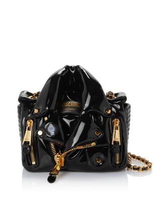 Moschino Black Biker Jacket Shoulder Bag ModeSens