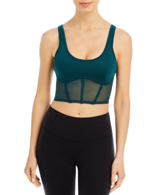 Alo Yoga Airbrush Mesh Corset Tank Top In Midnight Green | ModeSens