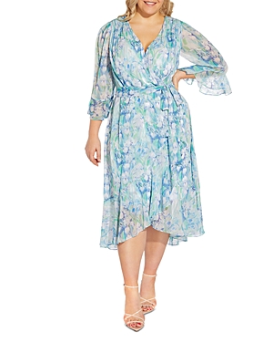 Adrianna Papell Plus Printed Chiffon Dress
