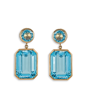 Shop Piranesi 18k Rose Gold Pietra Blue Topaz Drop Earrings In Blue/rose Gold