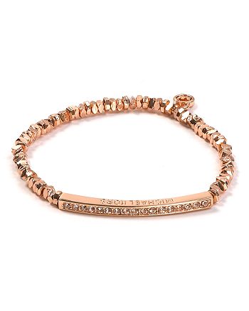 Michael Kors - Michael Kors Rose Gold Beaded Pav&eacute; Bar Bracelet