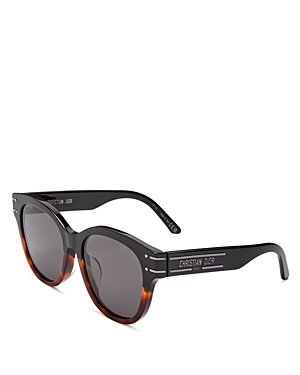 Shop Dior Signature B6f Round Sunglasses, 55mm In Black/gray Solid