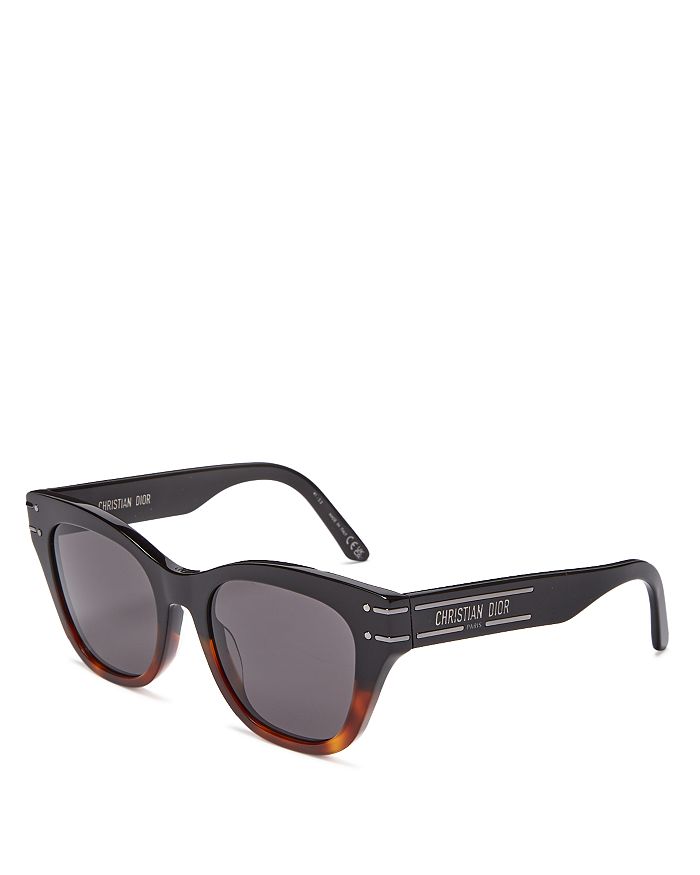 Dior Signature B4i Round Sunglasses, 52mm In Black/gray Solid