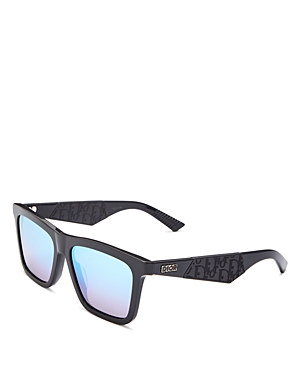Dior B27 S1i Geometric Sunglasses, 56mm In Black/blue Mirrored Gradient