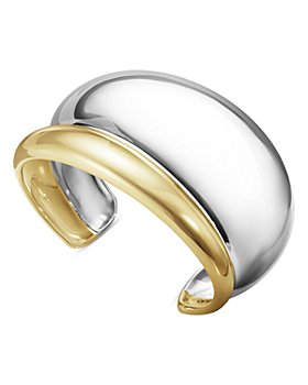 Georg Jensen - 18K Yellow Gold & Sterling Silver Curve Concave Cuff Bangle Bracelet