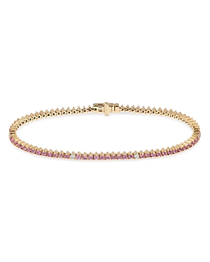 Shop Adina Reyter 14k Yellow Gold Pink Sapphire & Diamond Tennis Bracelet In Pink/gold