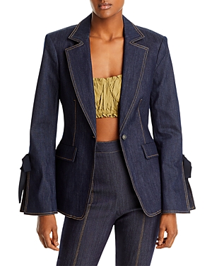 Cinq À Sept Cheyenne Love Letter Embellished Denim Blazer In Indigo