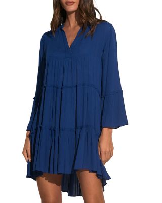 Elan Ruffle Trim Swing Dress In Royal | ModeSens