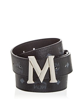 MCM Size L Tan Black Burgundy Monogram Leather Reversible Belt