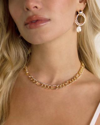 Cuffed Love Pav&amp;eacute; Collar Necklace in 18K Gold Plated, 16&amp;quot; 