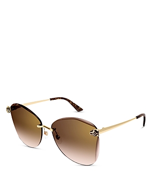 Cartier Panthere Classic Butterfly Sunglasses, 62mm In Gold/brown Gradient
