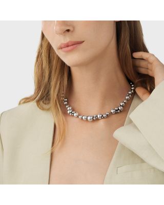 Sterling Silver Moonlight Grapes Bead Cluster Collar Necklace, 17.32"