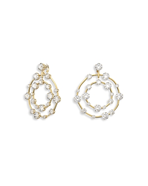 Shop Swarovski Constella Crystal Orbital Clip On Drop Earrings In Gold Tone In Gold/white