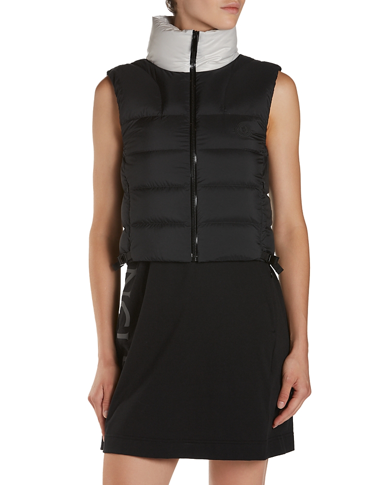 Moncler Black Pavin Down Filled Gilet With High Collar In Black