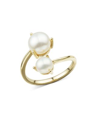 Bloomingdale's Fine Collection Cultured Freshwater Button Pearl Bypass Ring in 14K Yellow Gold - Exclusive