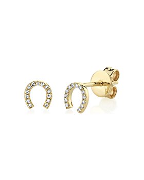 Moon & Meadow - 14K Yellow Gold Diamond Horseshoe Stud Earrings, 0.06 ct. t.w. - 100% Exclusive
