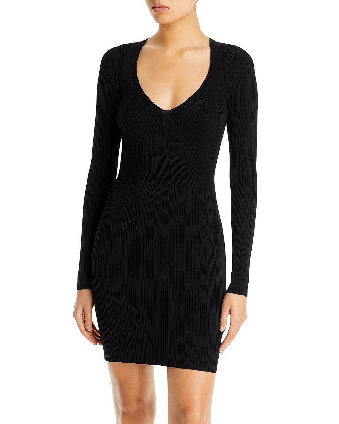 BOSS Finesa Ribbed Long Sleeve Mini Dress Bloomingdale s