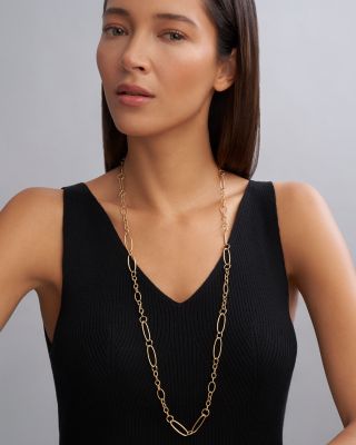 18K Yellow Gold Signature Caviar Oval Link Chain Necklace, 34"