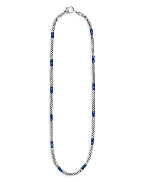 Shop Lagos Blue Caviar Silver Station Ceramic Beaded Necklace, 18 In Blue/silver