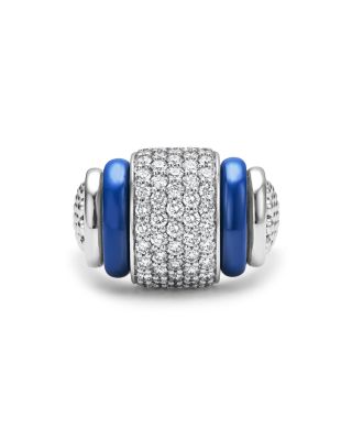 Blue Caviar Diamond & Ceramic Sterling Silver Statement Ring