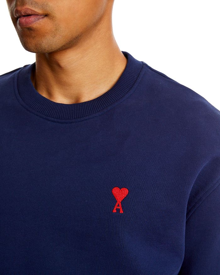 Ami Alexandre Mattiussi Small Adc Organic Cotton Logo Embroidered Crewneck Sweatshirt In Nautic Blue