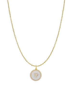 By Adina Eden Pave Mother of Pearl Heart Coin Necklace, 18