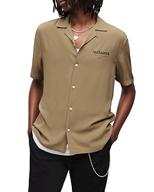 Allsaints Underground Relaxed Fit Short Sleeves Shirt In Khaki Brown
